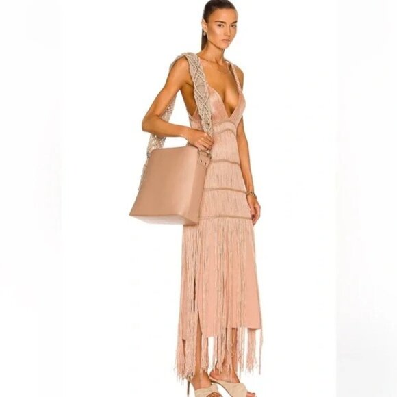 Simkhai Beige Biscotti Britt Wide Macrame Interchangeable Strap Leather Tote Bag - Picture 3 of 12